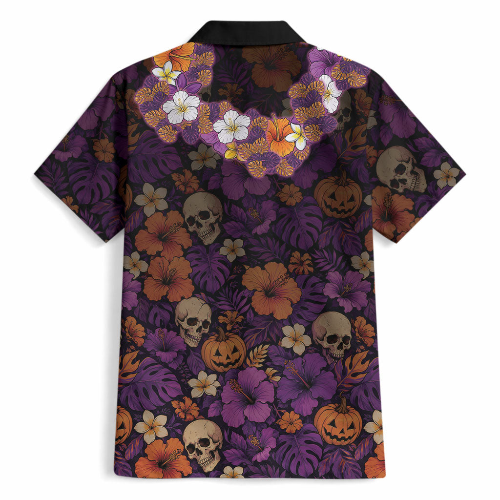 Hawaii Halloween Hawaiian Shirt Skeleton Bones Flower Lei Tropical Floral DT05 - Polynesian Pride