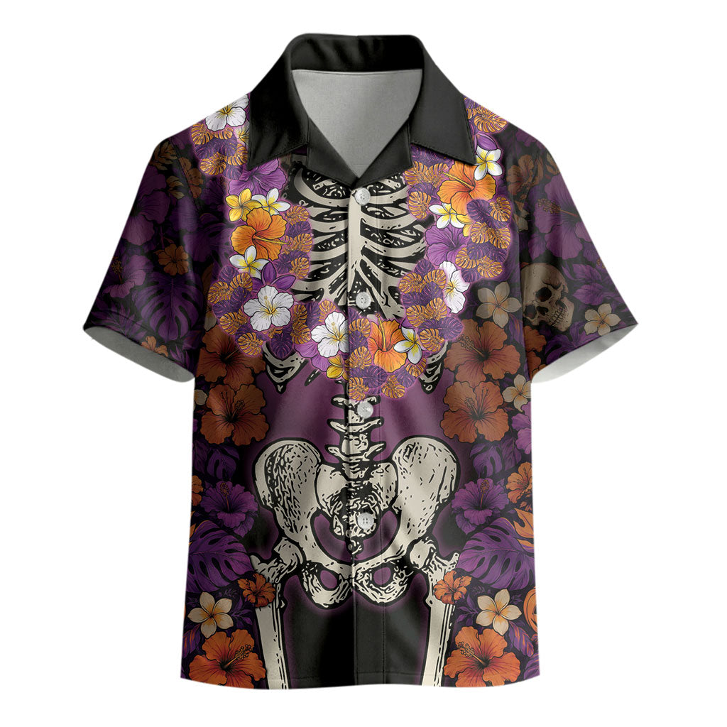 Hawaii Halloween Kid Hawaiian Shirt Skeleton Bones Flower Lei Tropical Floral DT05 - Polynesian Pride