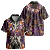 Hawaii Halloween Kid Hawaiian Shirt Skeleton Bones Flower Lei Tropical Floral DT05 - Polynesian Pride