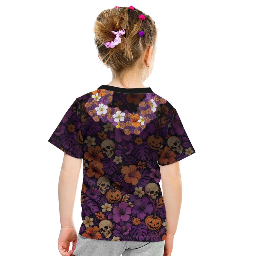 Hawaii Halloween Kid T Shirt Skeleton Bones Flower Lei Tropical Floral DT05 - Polynesian Pride
