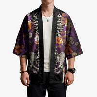 Hawaii Halloween Kimono Skeleton Bones Flower Lei Tropical Floral DT05 - Polynesian Pride