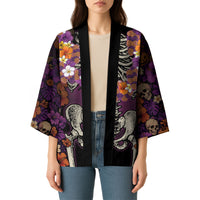 Hawaii Halloween Kimono Skeleton Bones Flower Lei Tropical Floral DT05 - Polynesian Pride