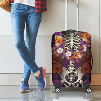 Hawaii Halloween Luggage Cover Skeleton Bones Flower Lei Tropical Floral DT05 - Polynesian Pride