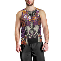 Hawaii Halloween Men Tank Top Skeleton Bones Flower Lei Tropical Floral DT05 - Polynesian Pride