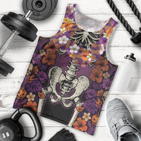 Hawaii Halloween Men Tank Top Skeleton Bones Flower Lei Tropical Floral DT05 - Polynesian Pride
