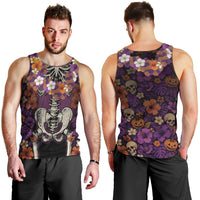 Hawaii Halloween Men Tank Top Skeleton Bones Flower Lei Tropical Floral DT05 - Polynesian Pride