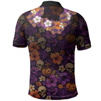 Hawaii Halloween Polo Shirt Skeleton Bones Flower Lei Tropical Floral DT05 - Polynesian Pride