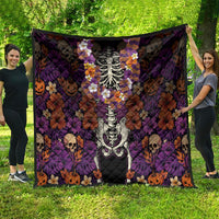Hawaii Halloween Quilt Skeleton Bones Flower Lei Tropical Floral DT05 - Polynesian Pride
