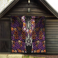 Hawaii Halloween Quilt Skeleton Bones Flower Lei Tropical Floral DT05 - Polynesian Pride