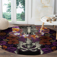 Hawaii Halloween Round Carpet Skeleton Bones Flower Lei Tropical Floral DT05 - Polynesian Pride