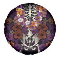 Hawaii Halloween Spare Tire Cover Skeleton Bones Flower Lei Tropical Floral DT05 - Polynesian Pride