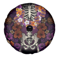 Hawaii Halloween Spare Tire Cover Skeleton Bones Flower Lei Tropical Floral DT05 - Polynesian Pride