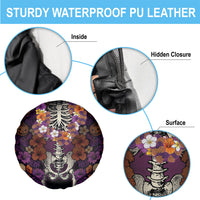Hawaii Halloween Spare Tire Cover Skeleton Bones Flower Lei Tropical Floral DT05 - Polynesian Pride