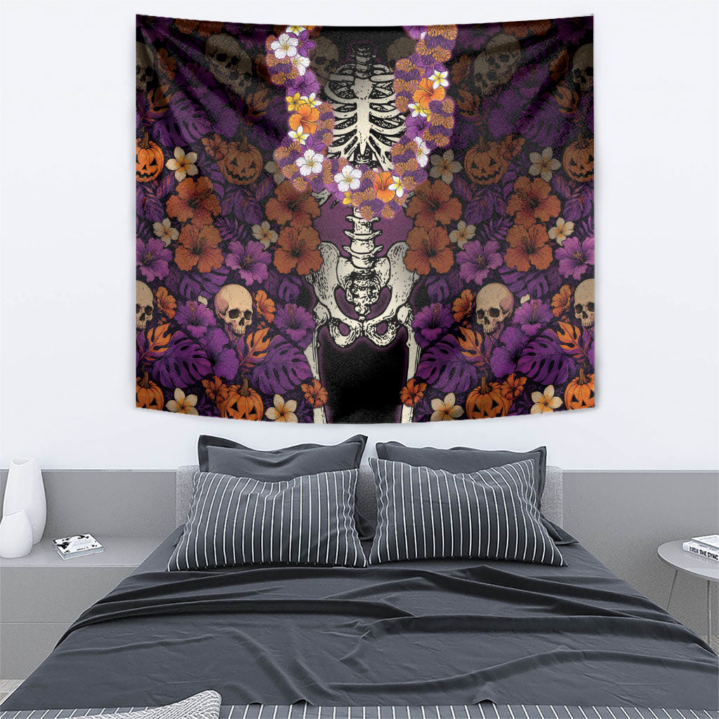 Hawaii Halloween Tapestry Skeleton Bones Flower Lei Tropical Floral DT05 - Polynesian Pride