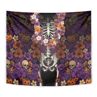 Hawaii Halloween Tapestry Skeleton Bones Flower Lei Tropical Floral DT05 - Polynesian Pride