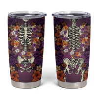 Hawaii Halloween Tumbler Cup Skeleton Bones Flower Lei Tropical Floral DT05 Black - Polynesian Pride