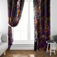 Hawaii Halloween Window Curtain Skeleton Bones Flower Lei Tropical Floral DT05 - Polynesian Pride