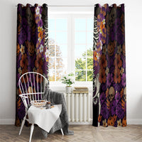 Hawaii Halloween Window Curtain Skeleton Bones Flower Lei Tropical Floral DT05 - Polynesian Pride