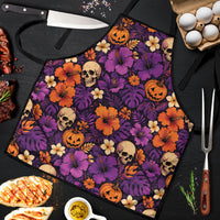 Hawaii Halloween Apron Skeleton Pumpkin Hawaiian Flower Tribal DT05 Purple - Polynesian Pride