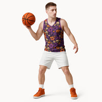 Hawaii Halloween Basketball Jersey Skeleton Pumpkin Hawaiian Flower Tribal DT05 - Polynesian Pride
