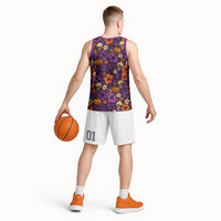 Hawaii Halloween Basketball Jersey Skeleton Pumpkin Hawaiian Flower Tribal DT05 - Polynesian Pride