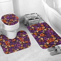 Hawaii Halloween Bathroom Set Skeleton Pumpkin Hawaiian Flower Tribal DT05 Mat Set Only (3 pcs) One Size Purple - Polynesian Pride