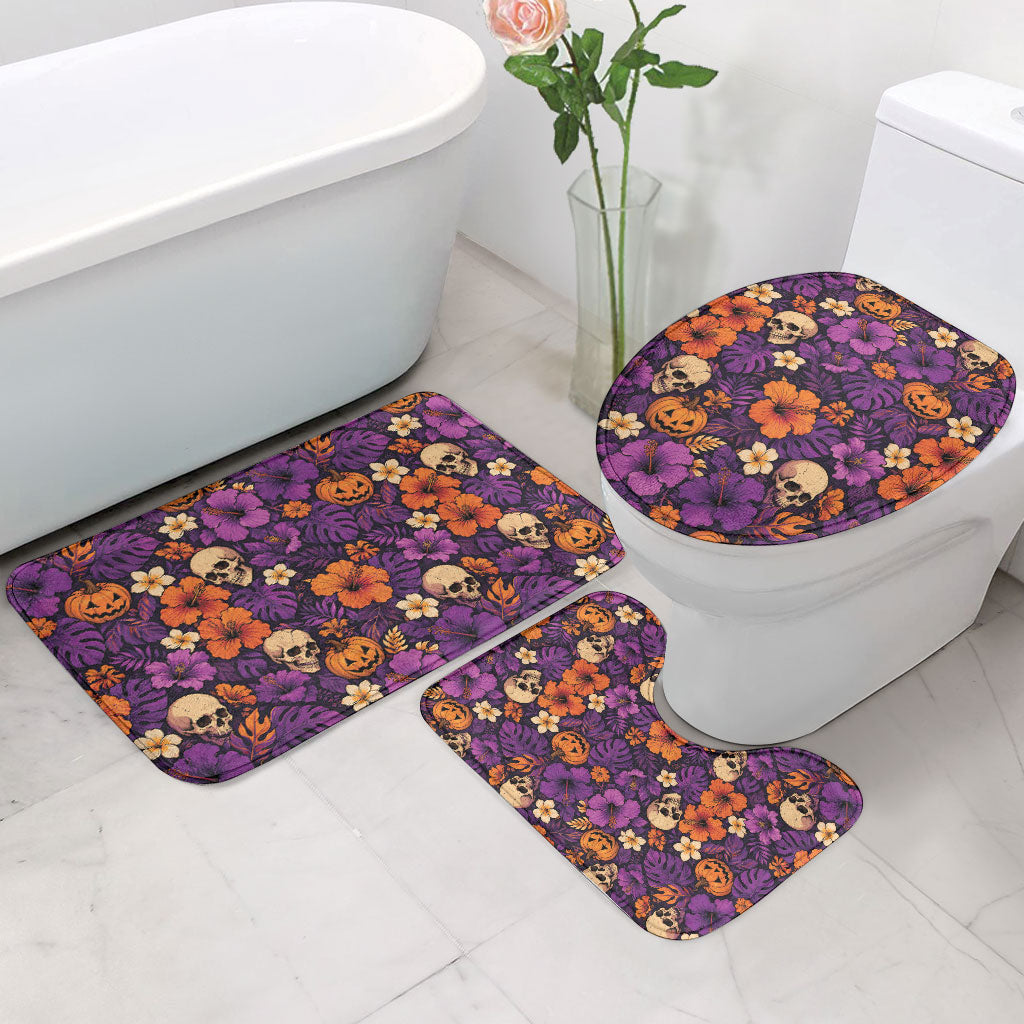 Hawaii Halloween Bathroom Set Skeleton Pumpkin Hawaiian Flower Tribal DT05 - Polynesian Pride