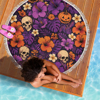 Hawaii Halloween Beach Blanket Skeleton Pumpkin Hawaiian Flower Tribal DT05 - Polynesian Pride