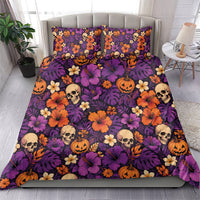Hawaii Halloween Bedding Set Skeleton Pumpkin Hawaiian Flower Tribal DT05 - Polynesian Pride