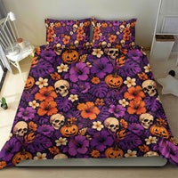 Hawaii Halloween Bedding Set Skeleton Pumpkin Hawaiian Flower Tribal DT05 - Polynesian Pride