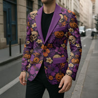 Hawaii Halloween Blazer Skeleton Pumpkin Hawaiian Flower Tribal DT05 - Polynesian Pride