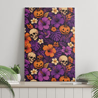 Hawaii Halloween Canvas Wall Art Skeleton Pumpkin Hawaiian Flower Tribal DT05 - Polynesian Pride