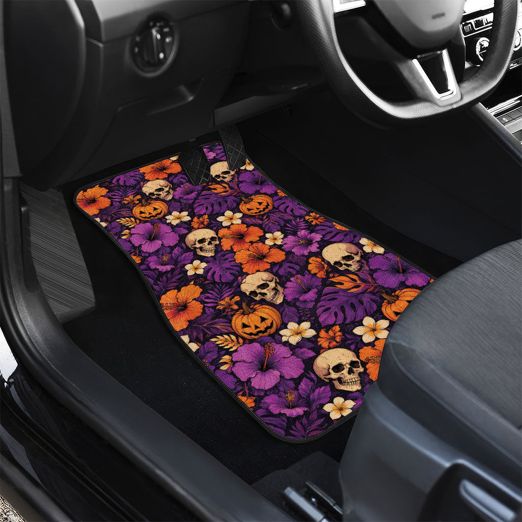 Hawaii Halloween Car Mats Skeleton Pumpkin Hawaiian Flower Tribal DT05 - Polynesian Pride