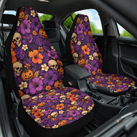 Hawaii Halloween Car Seat Cover Skeleton Pumpkin Hawaiian Flower Tribal DT05 One Size Purple - Polynesian Pride