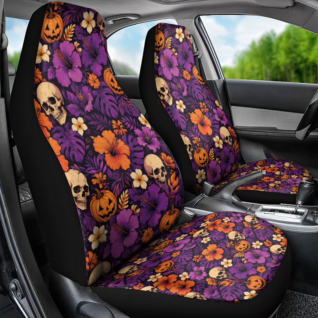 Hawaii Halloween Car Seat Cover Skeleton Pumpkin Hawaiian Flower Tribal DT05 - Polynesian Pride