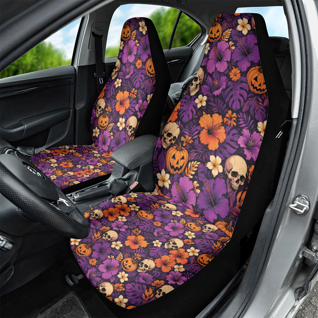 Hawaii Halloween Car Seat Cover Skeleton Pumpkin Hawaiian Flower Tribal DT05 - Polynesian Pride