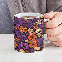 Hawaii Halloween Ceramic Mug Skeleton Pumpkin Hawaiian Flower Tribal DT05 - Polynesian Pride