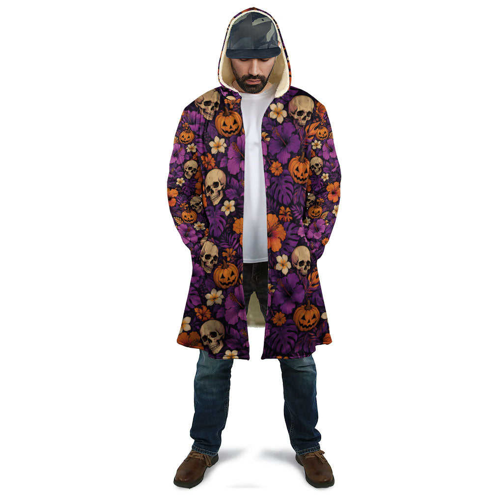 Hawaii Halloween Cloak Skeleton Pumpkin Hawaiian Flower Tribal DT05 - Polynesian Pride