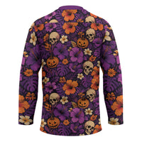 Hawaii Halloween Hockey Jersey Skeleton Pumpkin Hawaiian Flower Tribal DT05 - Polynesian Pride