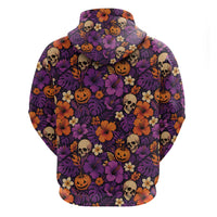 Hawaii Halloween Hoodie Skeleton Pumpkin Hawaiian Flower Tribal DT05 - Polynesian Pride