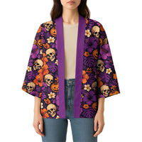 Hawaii Halloween Kimono Skeleton Pumpkin Hawaiian Flower Tribal DT05 - Polynesian Pride