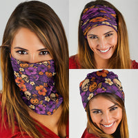 Hawaii Halloween Neck Gaiter Skeleton Pumpkin Hawaiian Flower Tribal DT05 - Polynesian Pride