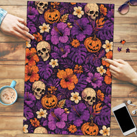 Hawaii Halloween Puzzle Skeleton Pumpkin Hawaiian Flower Tribal DT05 Purple - Polynesian Pride