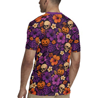 Hawaii Halloween Rugby Jersey Skeleton Pumpkin Hawaiian Flower Tribal DT05 - Polynesian Pride