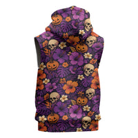 Hawaii Halloween Sleeveless Hoodie Skeleton Pumpkin Hawaiian Flower Tribal DT05 - Polynesian Pride