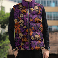 Hawaii Halloween Sleeveless Puffer Jacket Skeleton Pumpkin Hawaiian Flower Tribal DT05 - Polynesian Pride