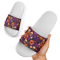 Hawaii Halloween Slide Sandals Skeleton Pumpkin Hawaiian Flower Tribal DT05 - Polynesian Pride