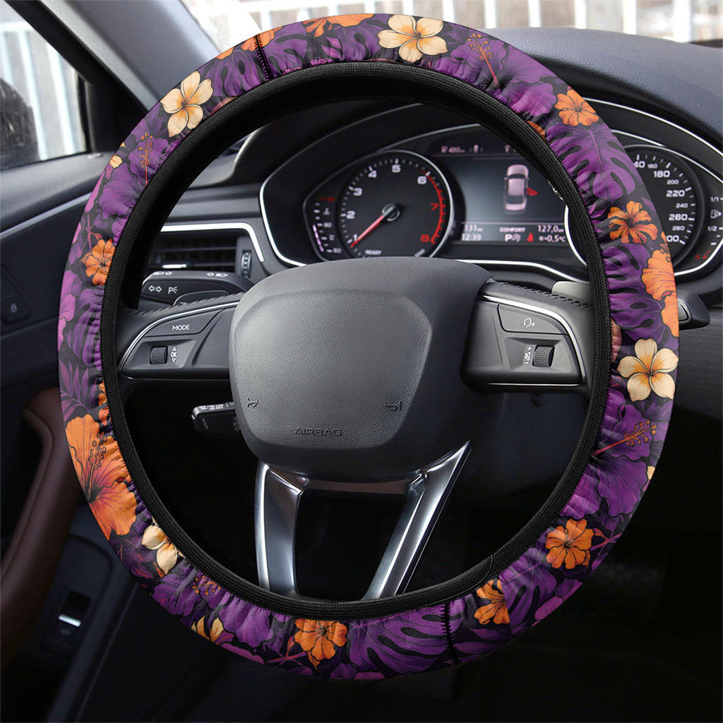 Hawaii Halloween Steering Wheel Cover Skeleton Pumpkin Hawaiian Flower Tribal DT05 - Polynesian Pride