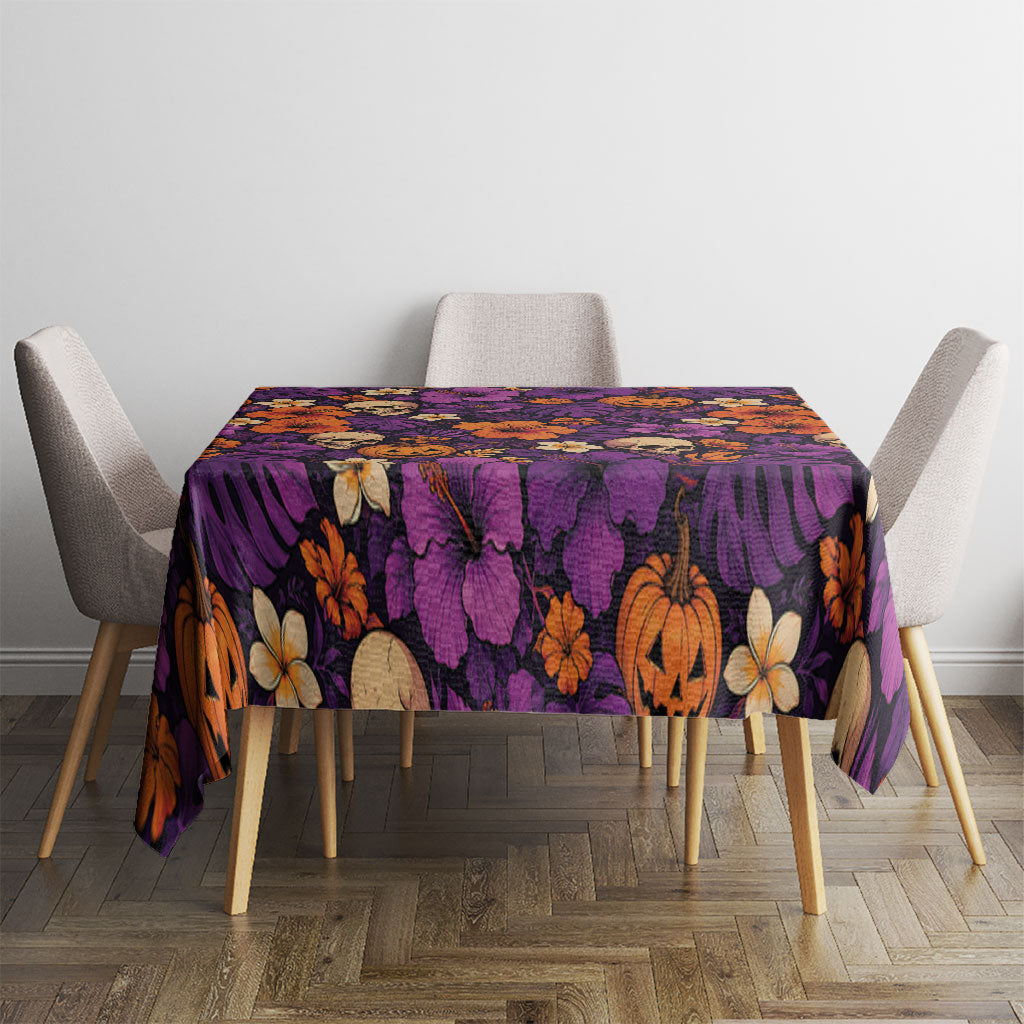 Hawaii Halloween Tablecloth Skeleton Pumpkin Hawaiian Flower Tribal DT05 - Polynesian Pride