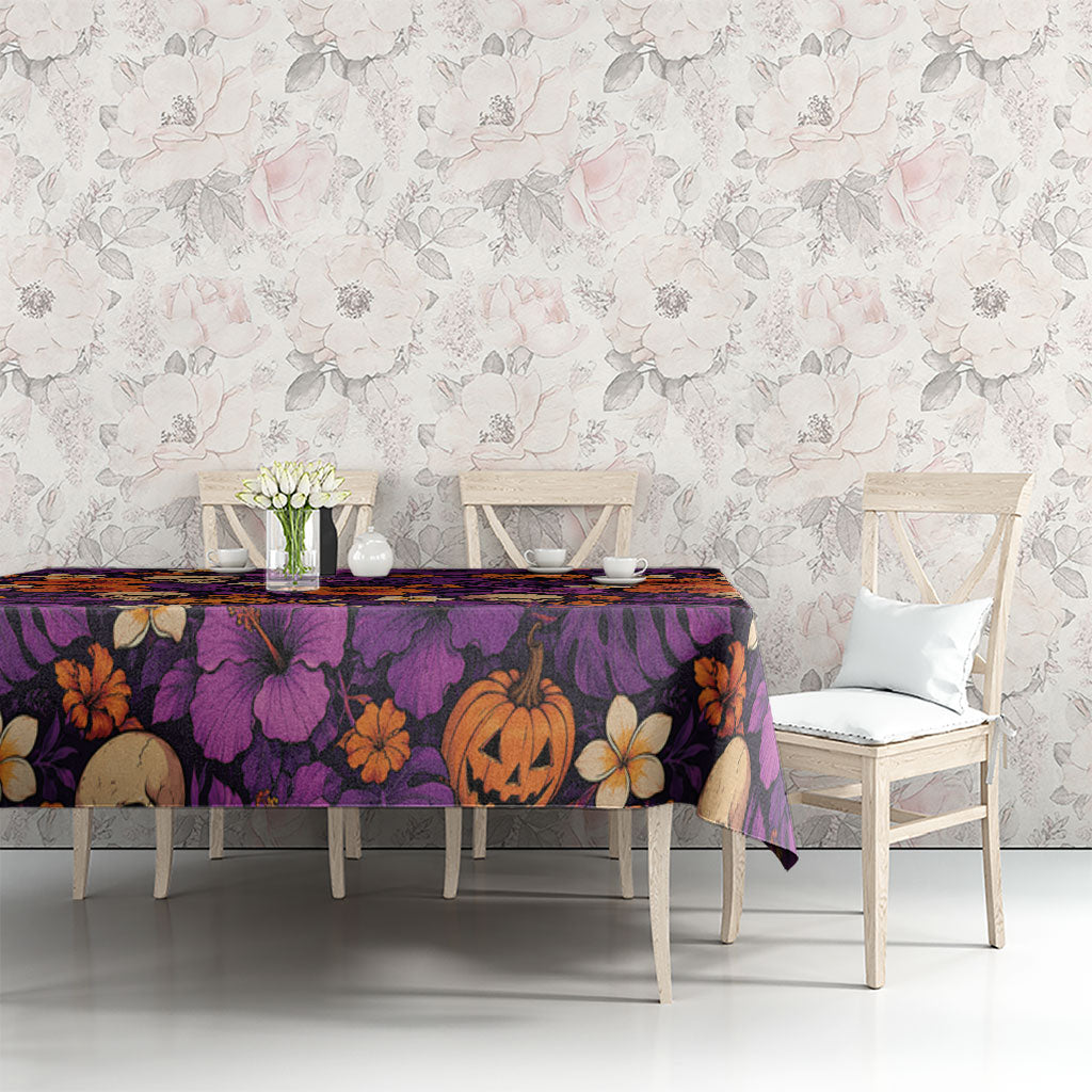 Hawaii Halloween Tablecloth Skeleton Pumpkin Hawaiian Flower Tribal DT05 - Polynesian Pride